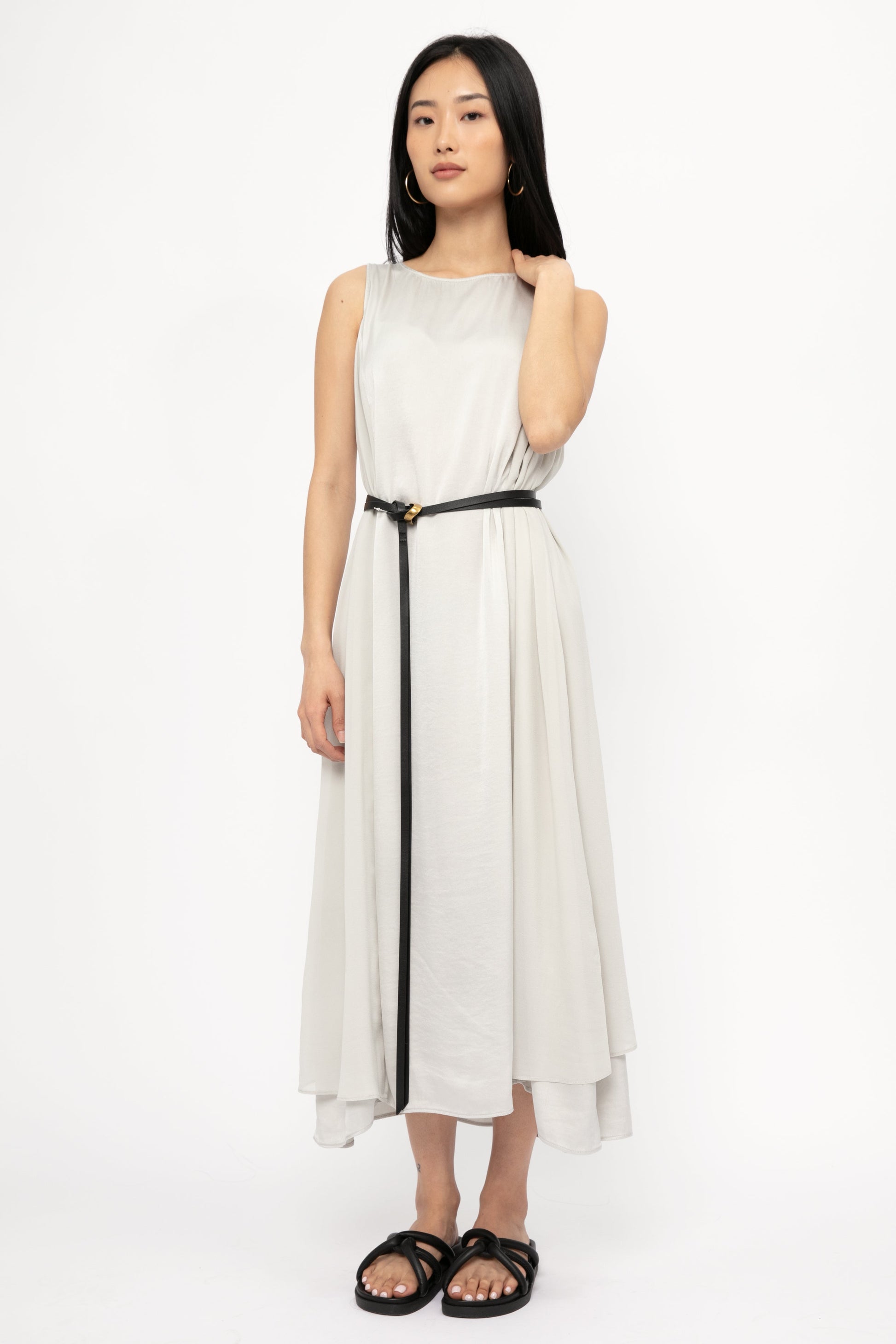 TRANSIT Long Silk Dress in Light Grey