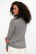 TRANSIT Long Sleeve Modal T-Shirt Top in Grey