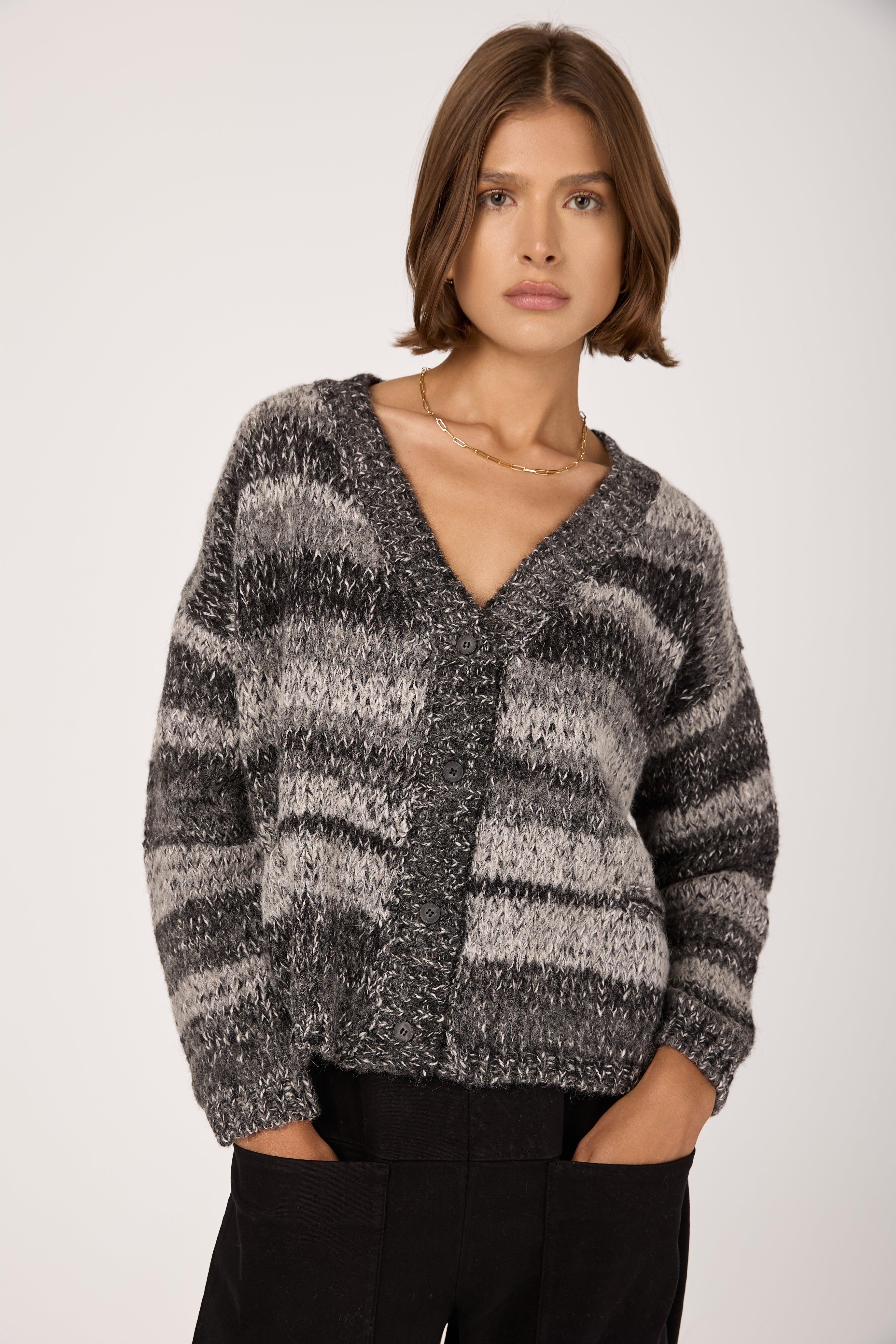 Oversized Wool Cardigan in Anthracite