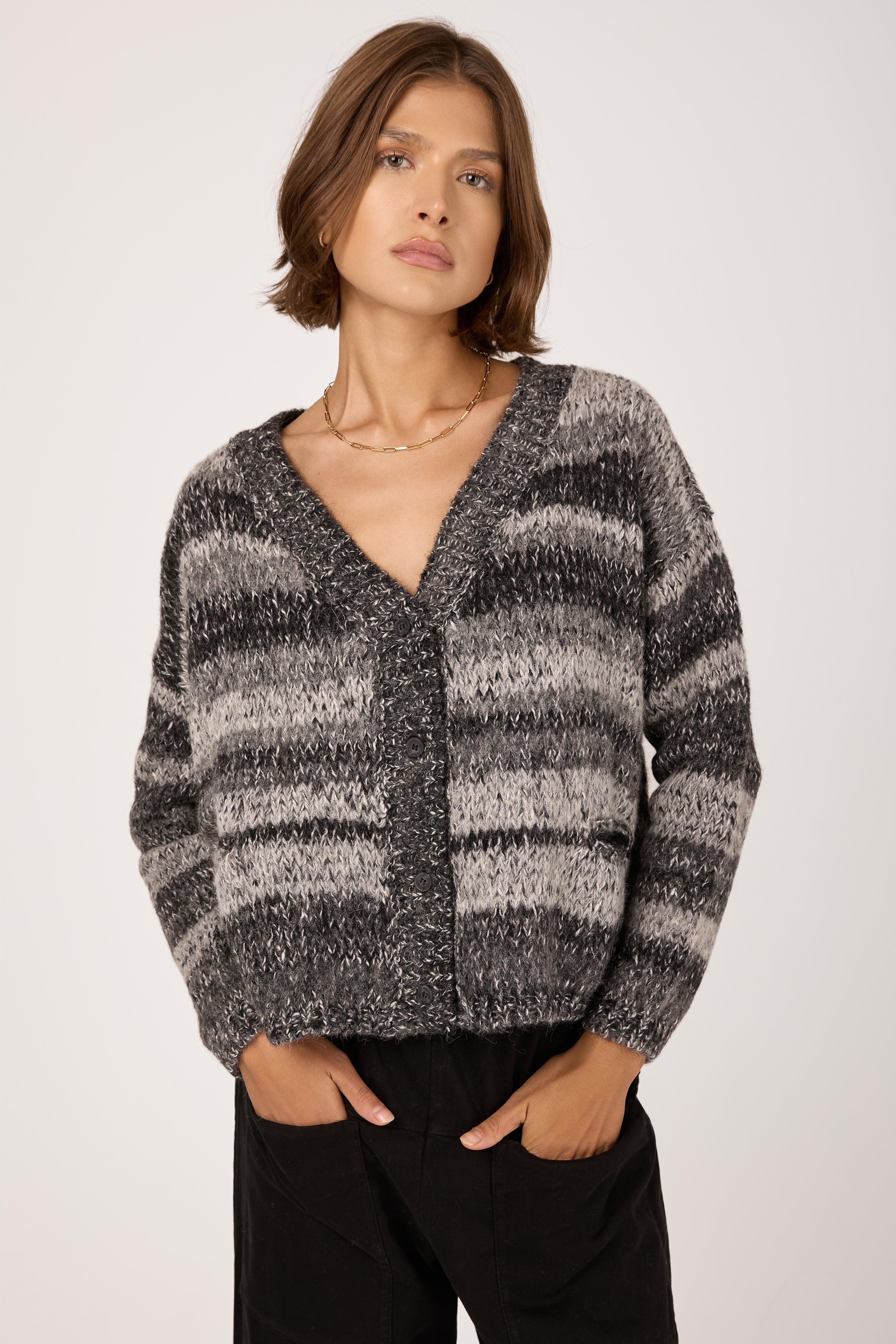 Oversized Wool Cardigan in Anthracite