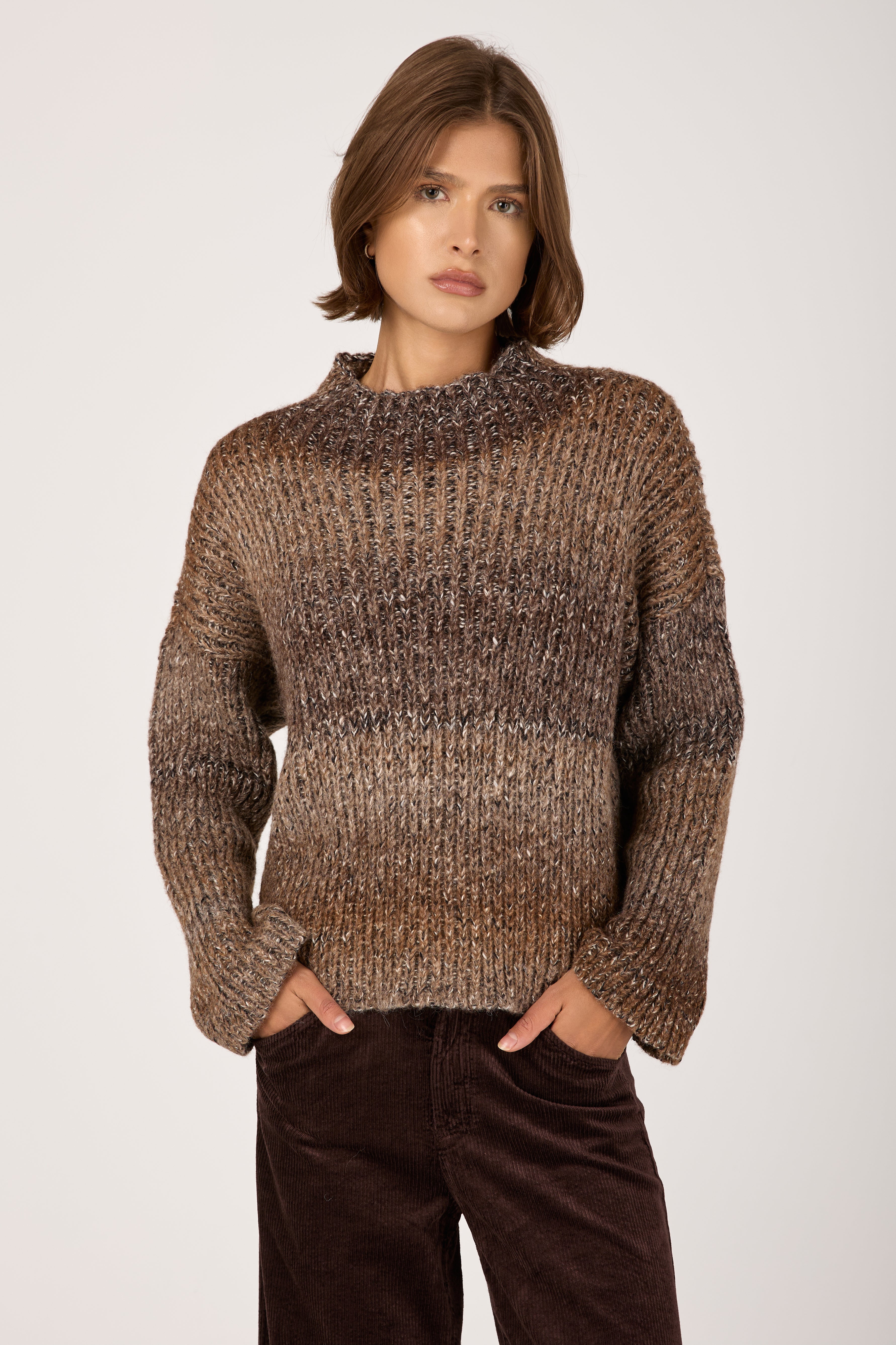 Oversized Wool Sweater in Tobacco