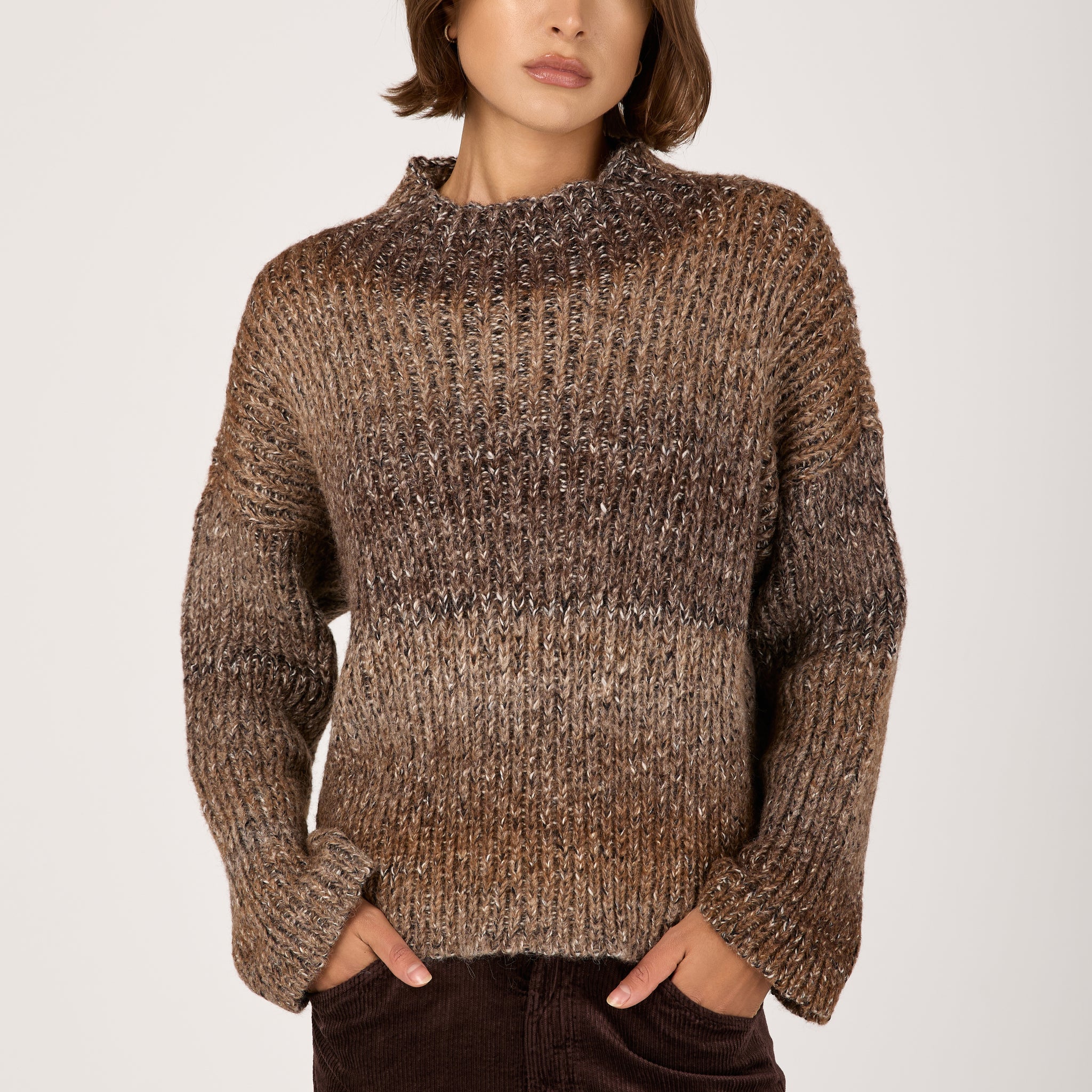 Oversized Wool Sweater in Tobacco