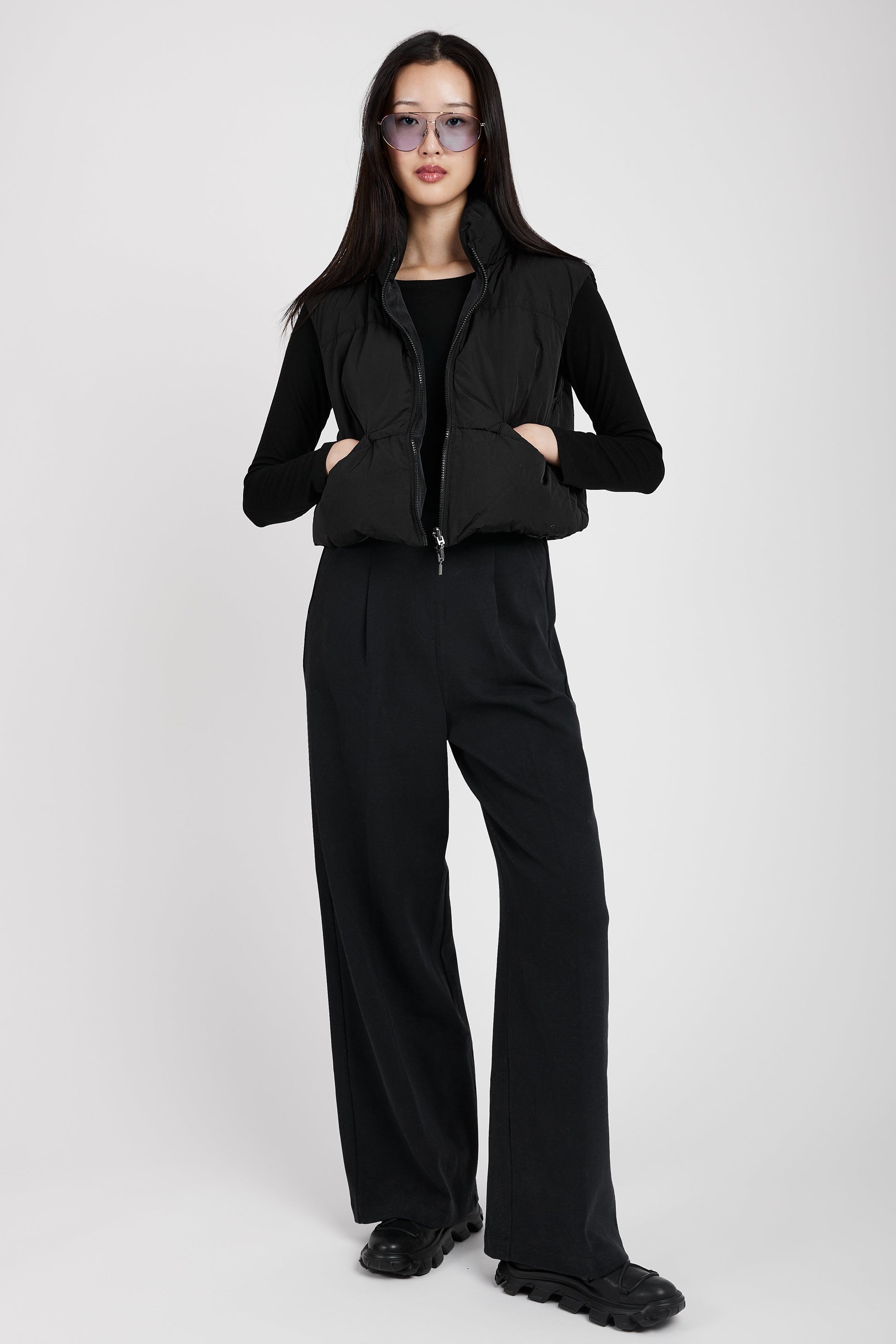 TRANSIT Reversible Padded Silk Vest in Black
