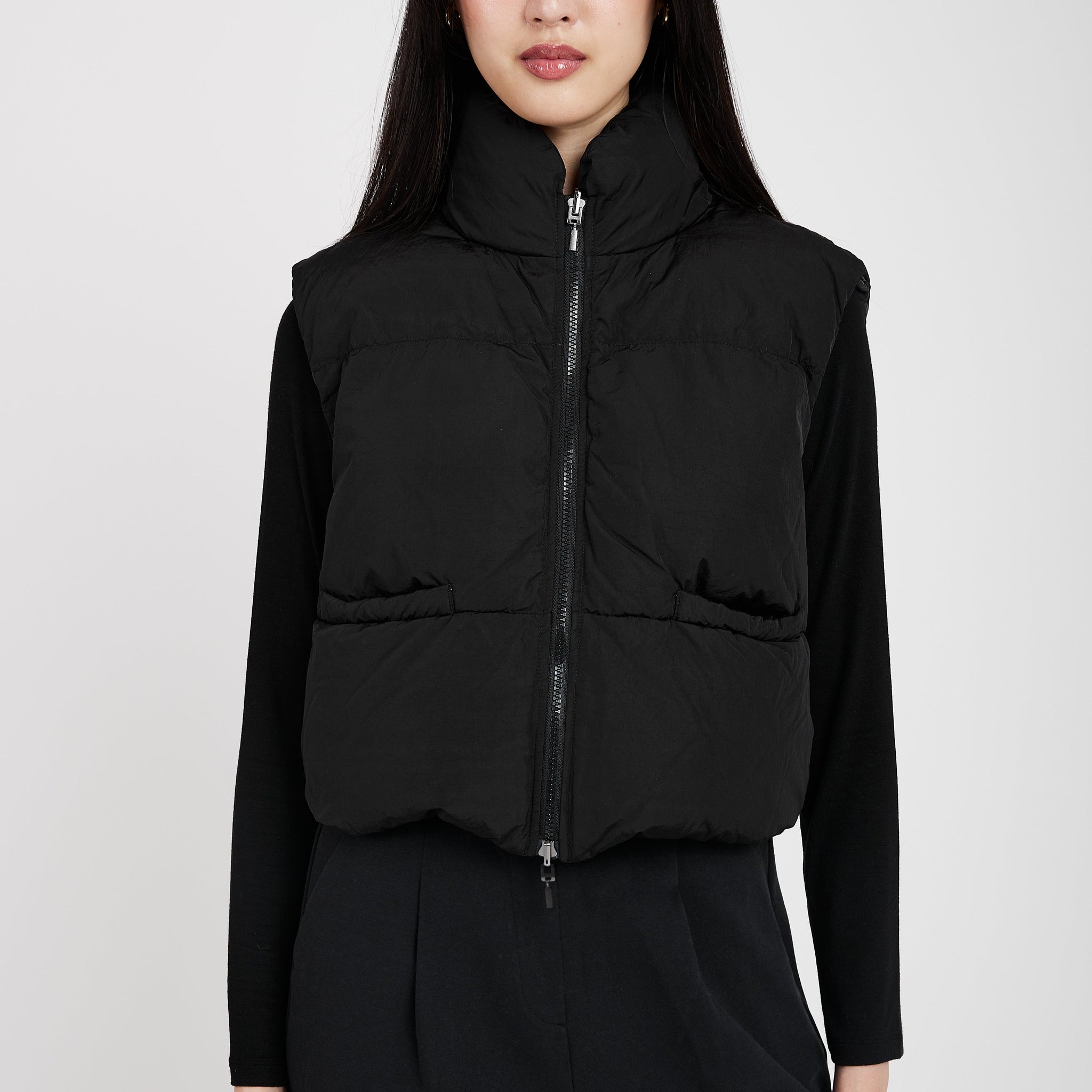 TRANSIT Reversible Padded Silk Vest in Black