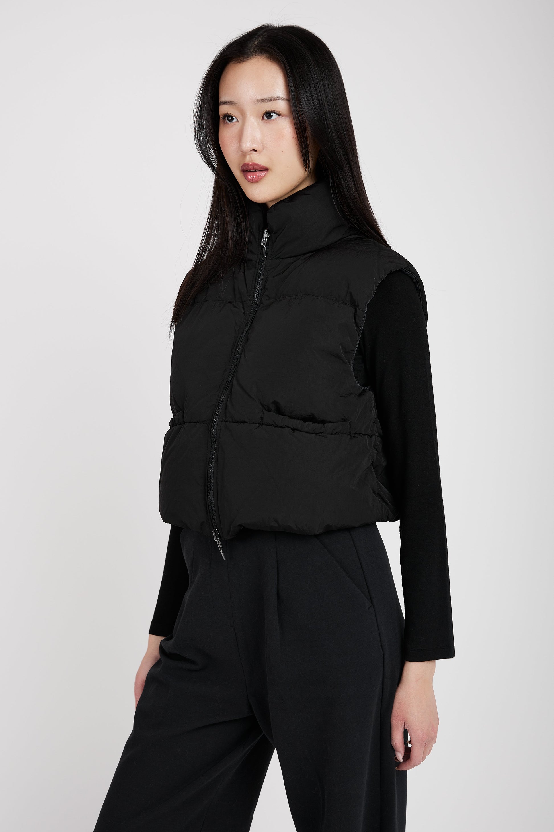 TRANSIT Reversible Padded Silk Vest in Black