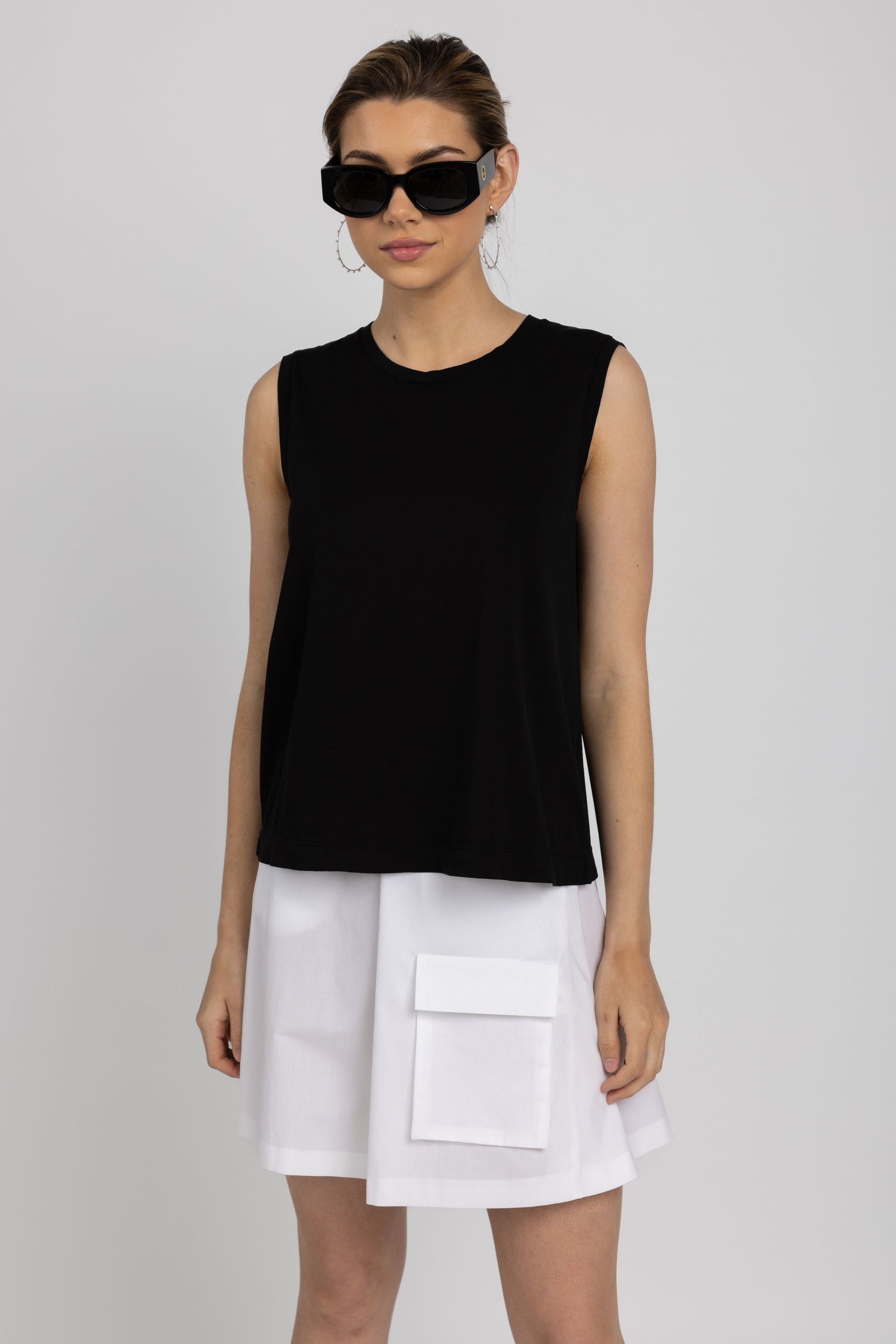 TRANSIT Round Neck Tank Top in Black