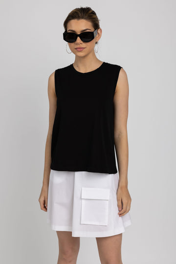TRANSIT Round Neck Tank Top in Black