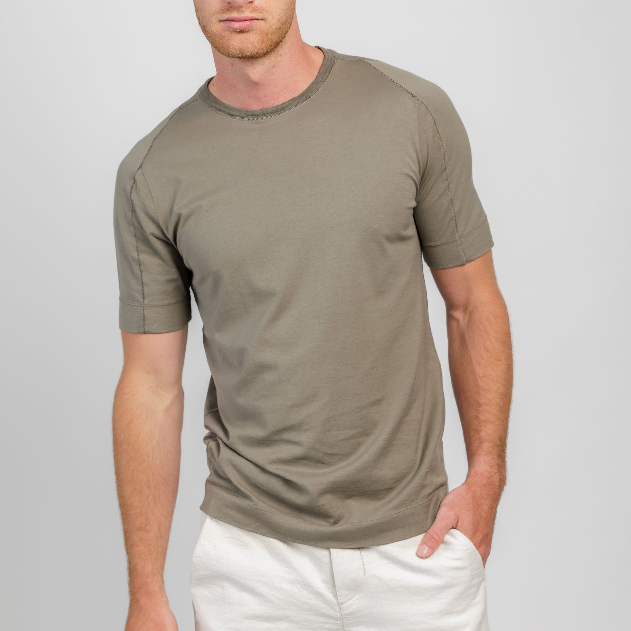 TRANSIT Seam Detail T-Shirt in Steel Grey