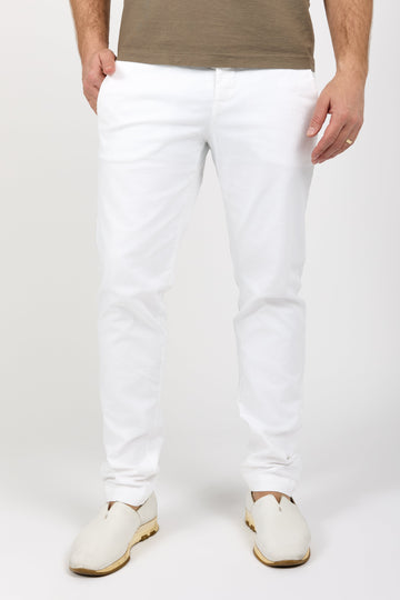 Stretch Cotton Chino Pant in Optical White