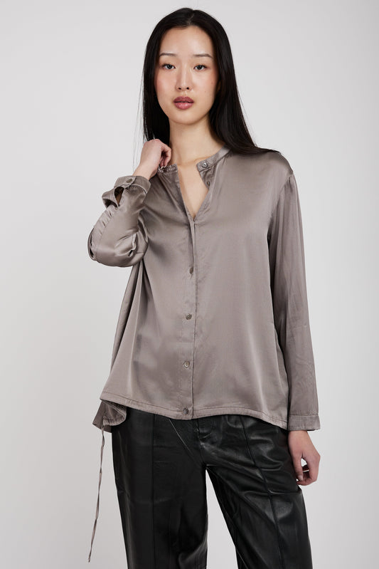 TRANSIT Stretch Silk Shirt in Taupe