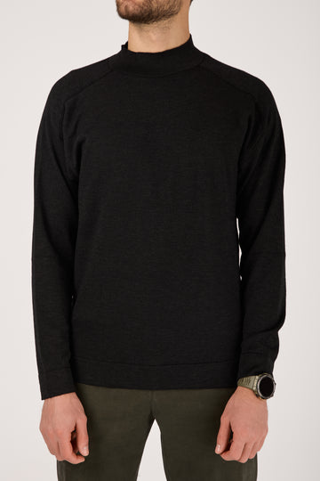Virgin Wool Pullover Sweater in Charcoal