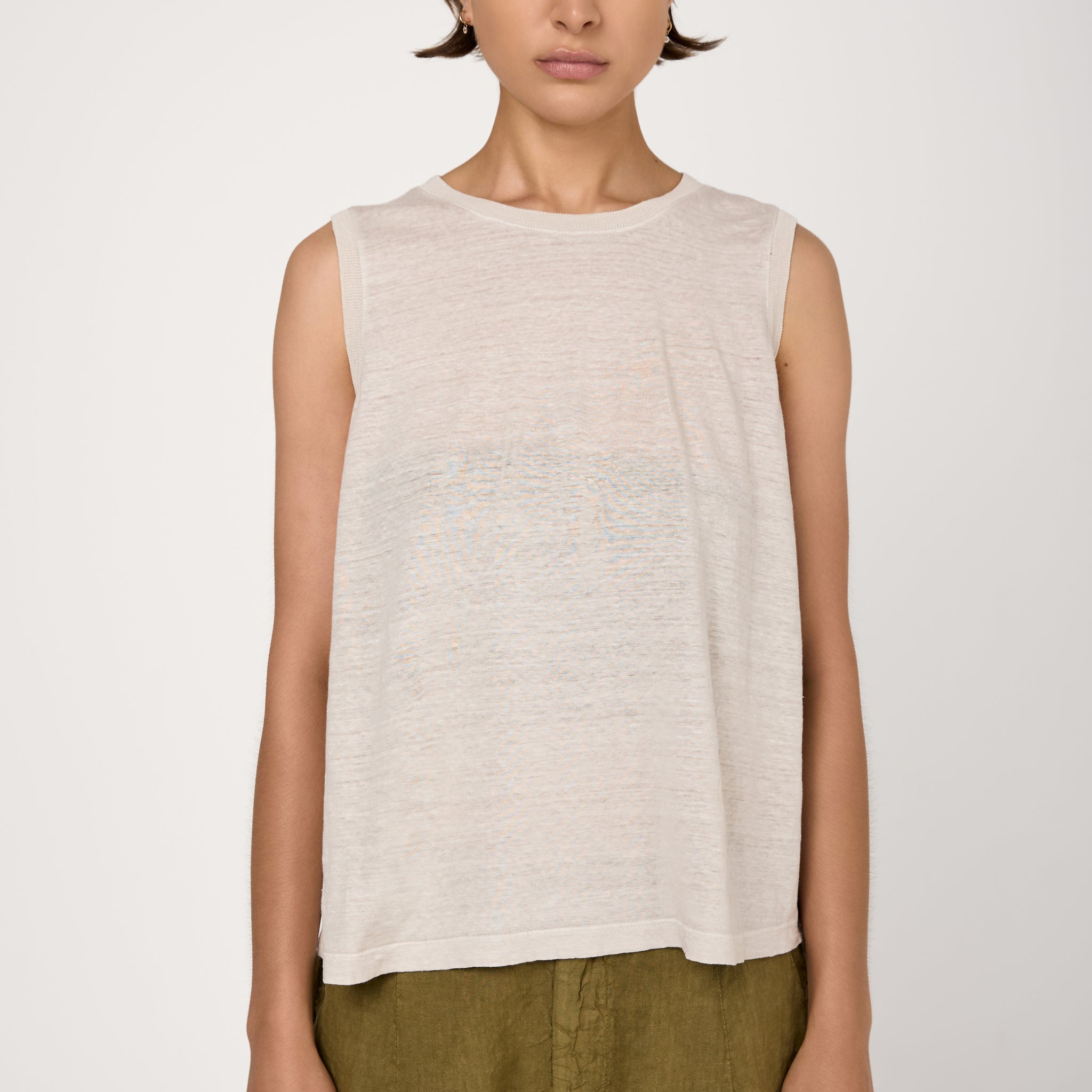 Viscose Linen Tank Top in Sand