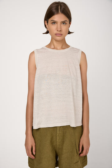 Viscose Linen Tank Top in Sand