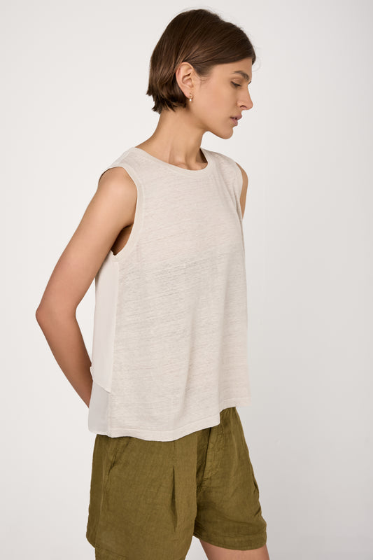 Viscose Linen Tank Top in Sand
