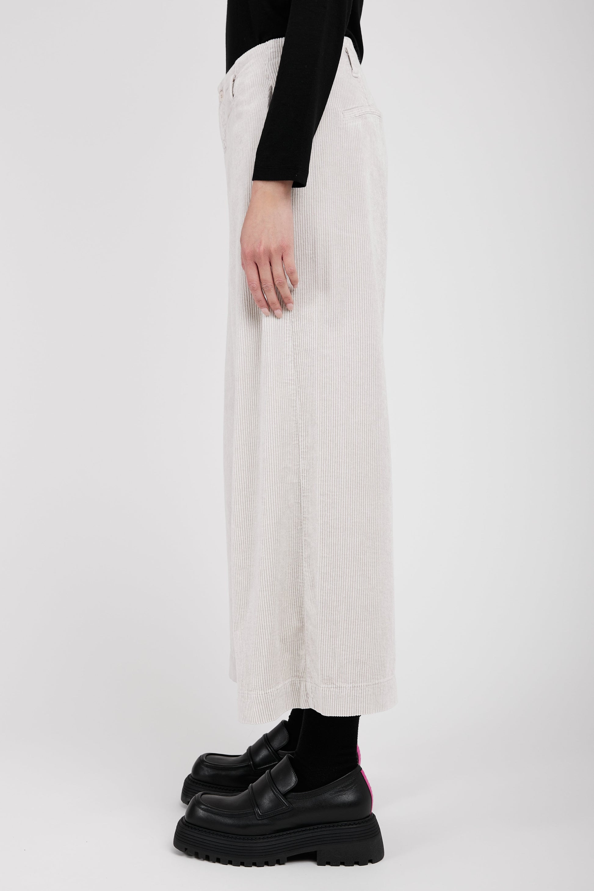TRANSIT Wide Leg Cropped Trouser Pant in Ice