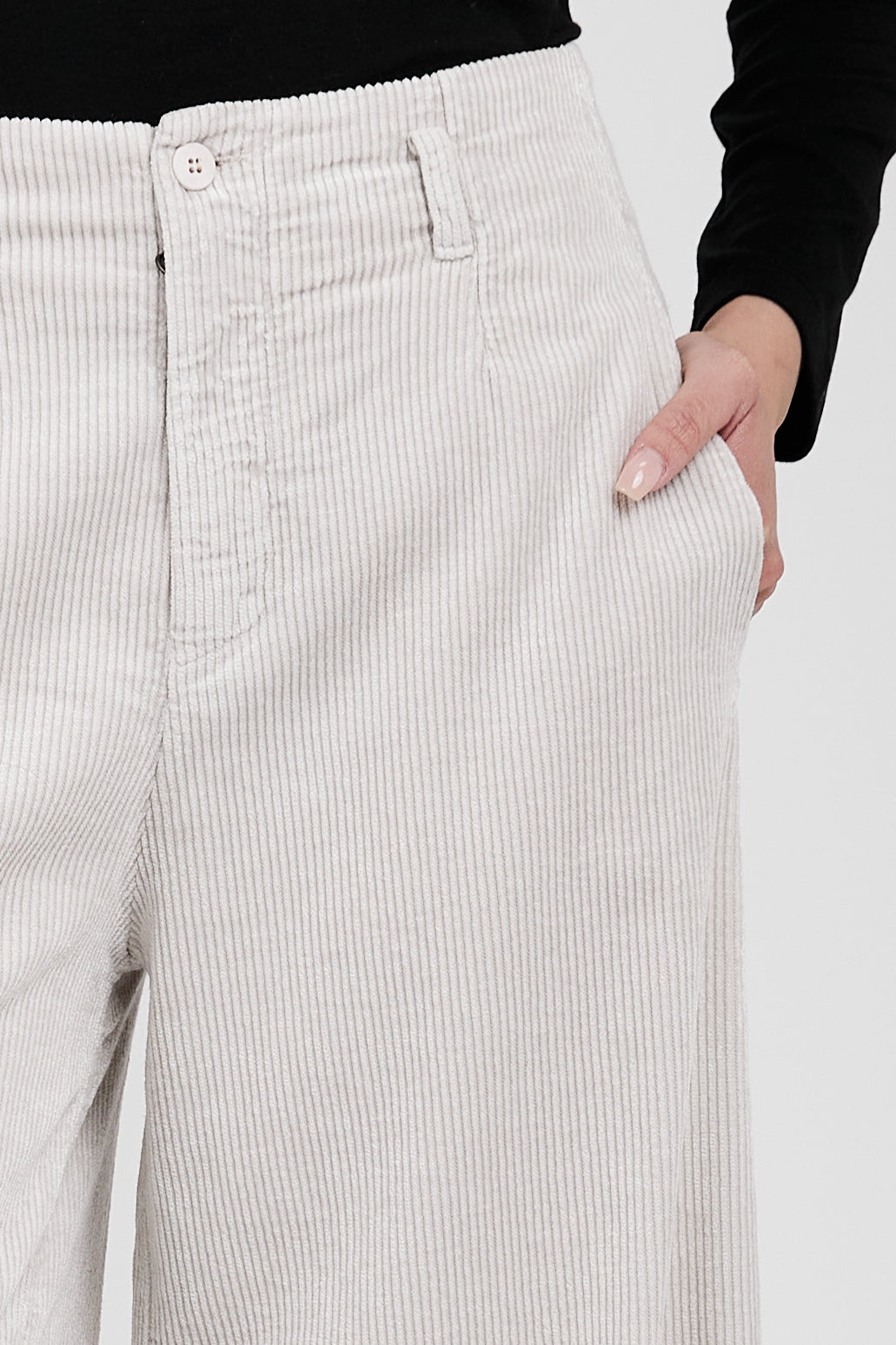 TRANSIT Wide Leg Cropped Trouser Pant in Ice