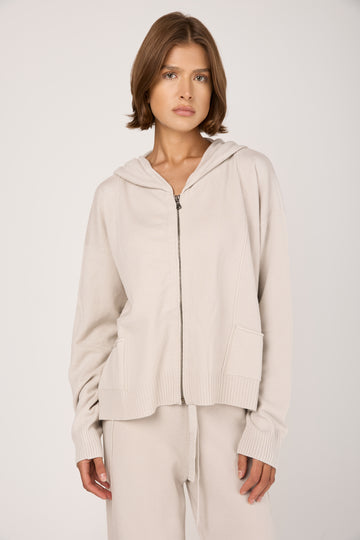 Oversized Hooded Sweatshirt Jacket in Chalk