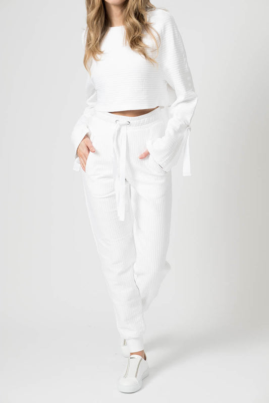THE RANGE Ripple Jersey Utilitarian Top in White