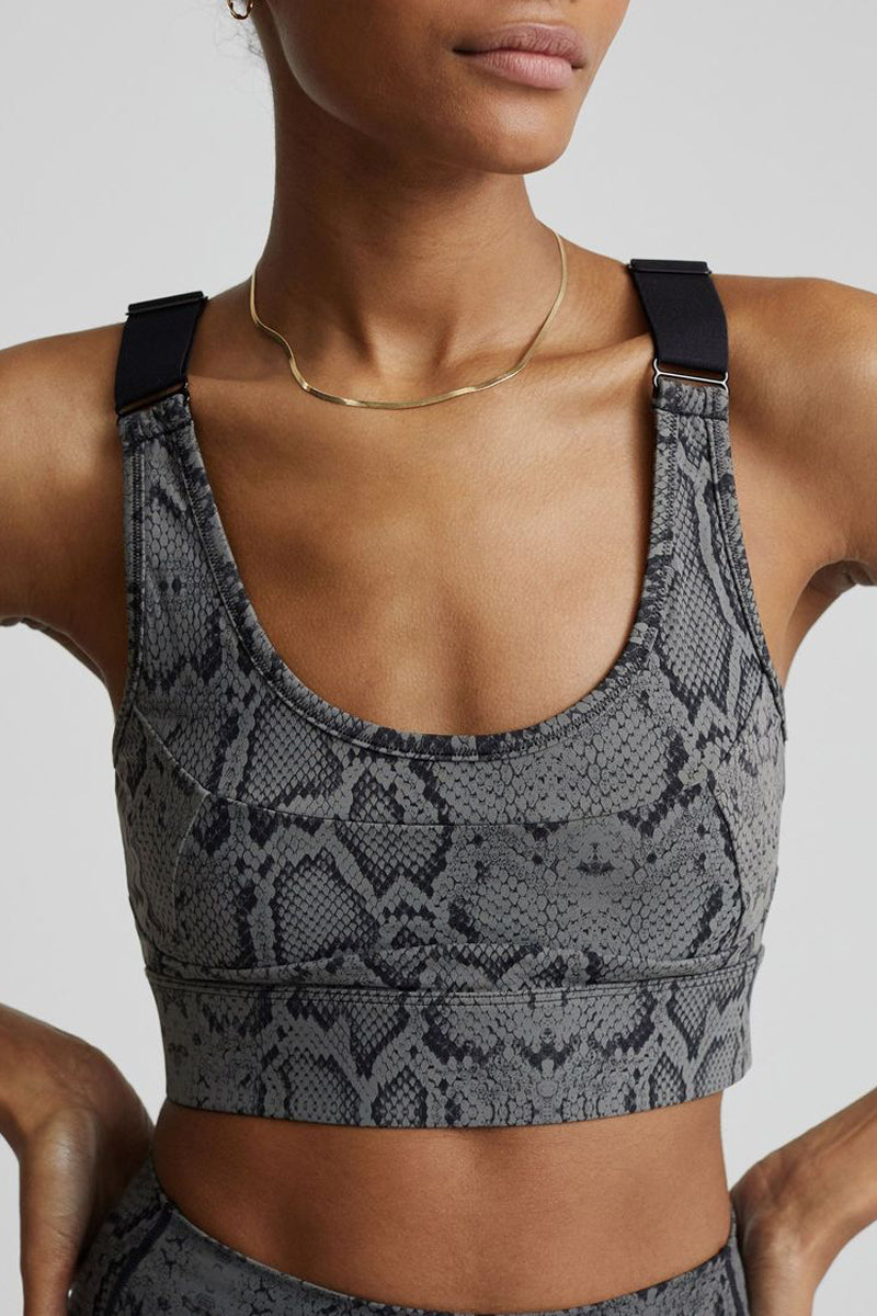 VARLEY Let's Go Edris Bra in Olive Snake