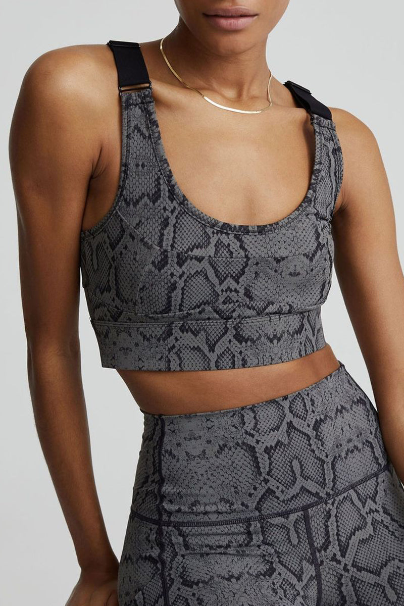 VARLEY Let's Go Edris Bra in Olive Snake