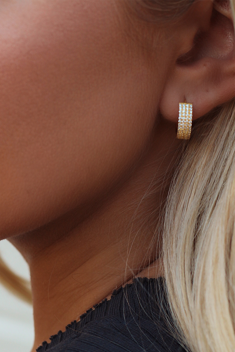 VELINA 925 Gold Pavé Huggie Hoops