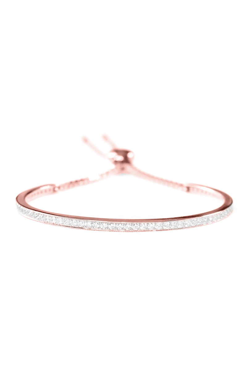 VELINA Rose Gold Cannes Pavé Adjustable Bangle Bracelet