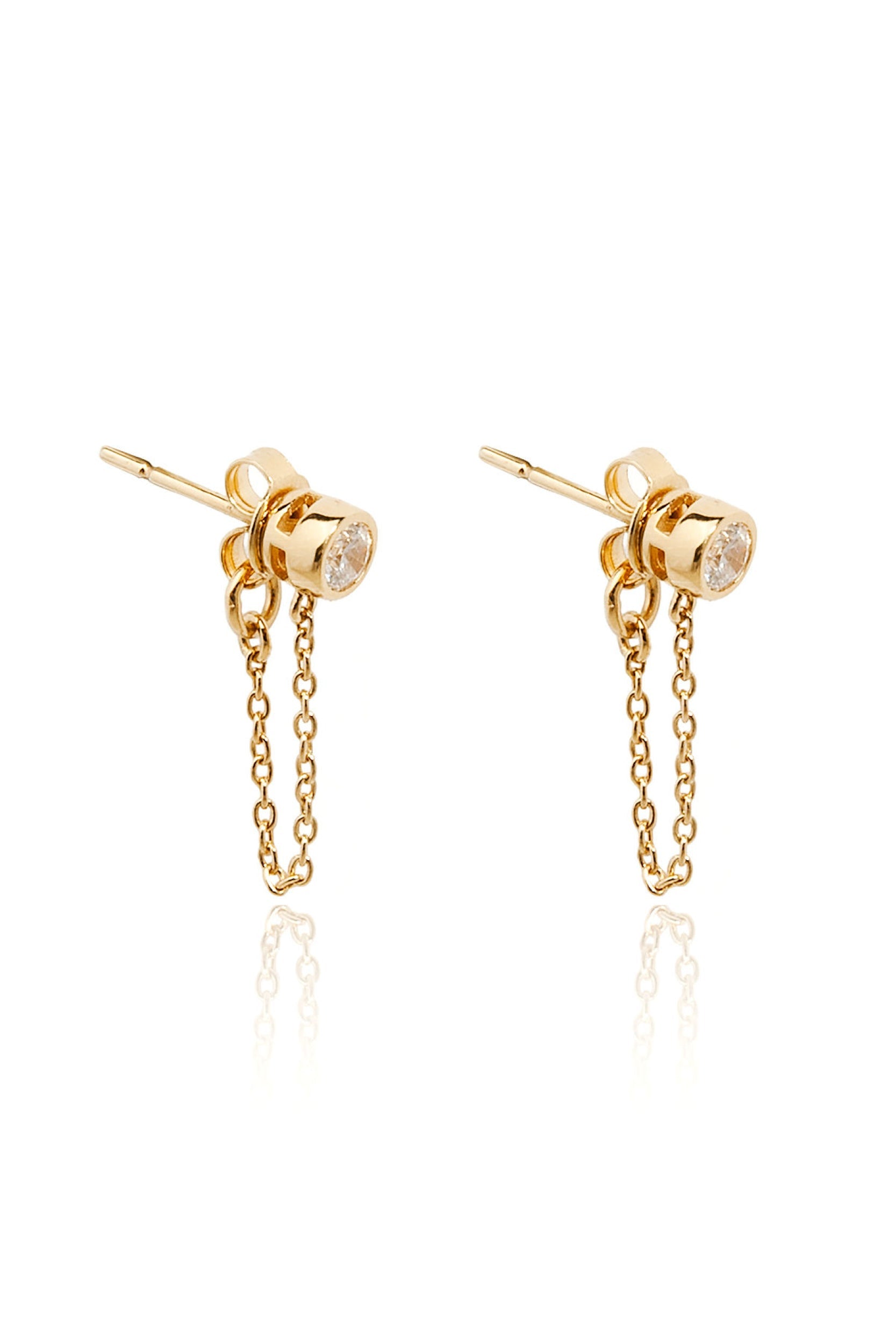 VELINA Chloe Chain Drop Stud in Gold