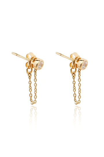 VELINA Chloe Chain Drop Stud in Gold