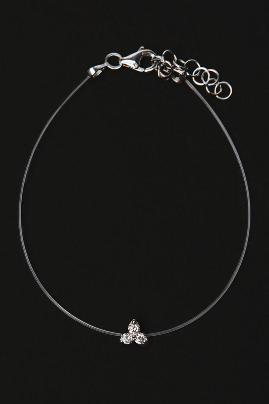 VELINA Cluster Diamond Nylon Bracelet in 18k White Gold