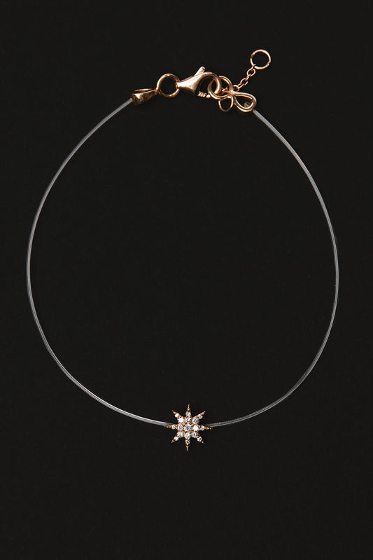 VELINA Diamond Pavé Starburst Nylon Bracelet in 18k Rose Gold
