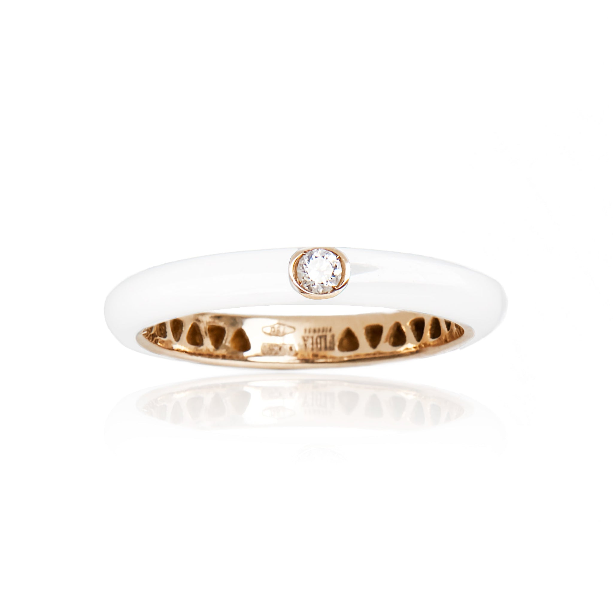 VELINA Enamel Diamond Studded Ring in White