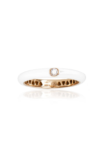 VELINA Enamel Diamond Studded Ring in White