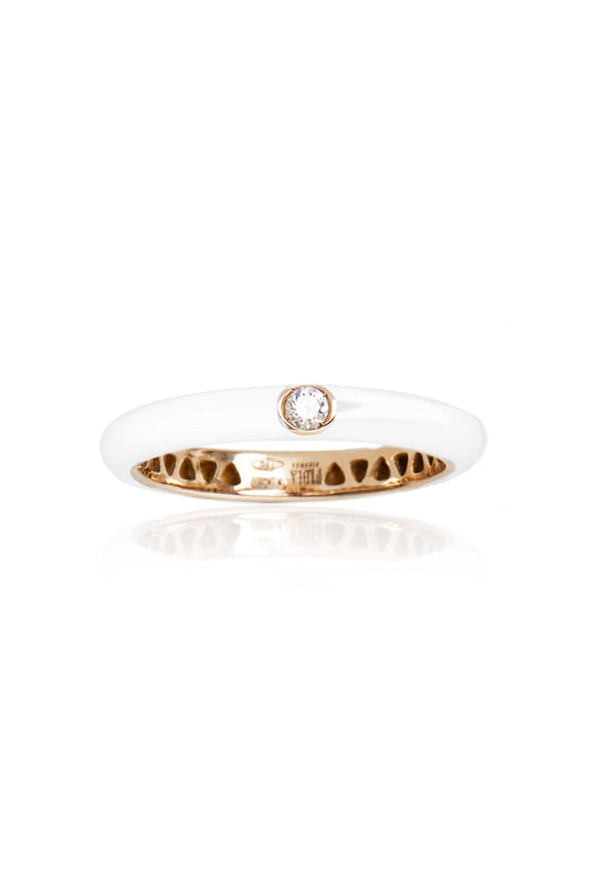 VELINA Enamel Diamond Studded Ring in White
