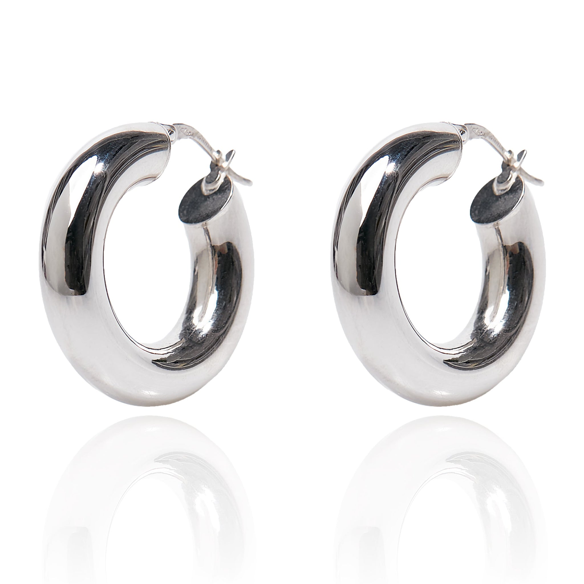 VELINA Medium Chunky Hoops in 18k White Gold