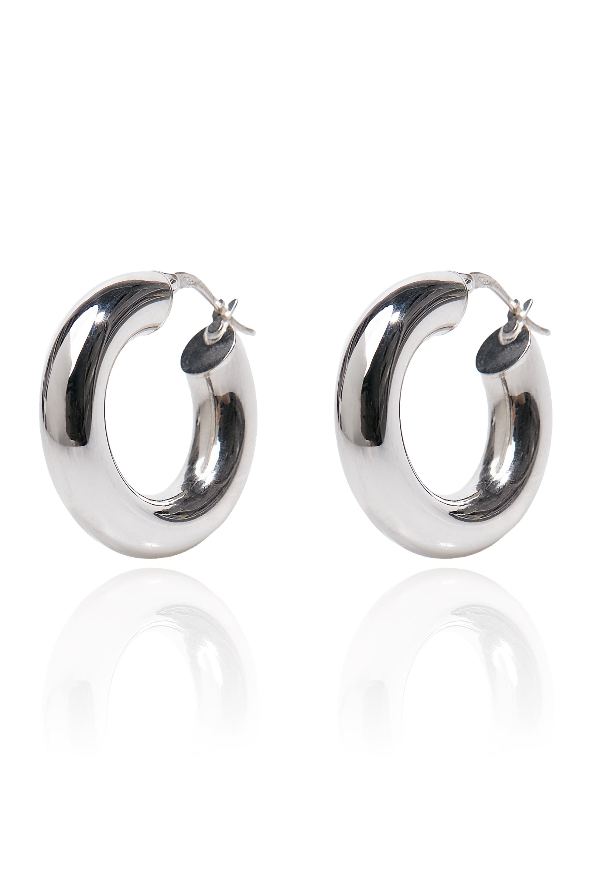 VELINA Medium Chunky Hoops in 18k White Gold
