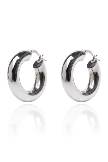 VELINA Medium Chunky Hoops in 18k White Gold