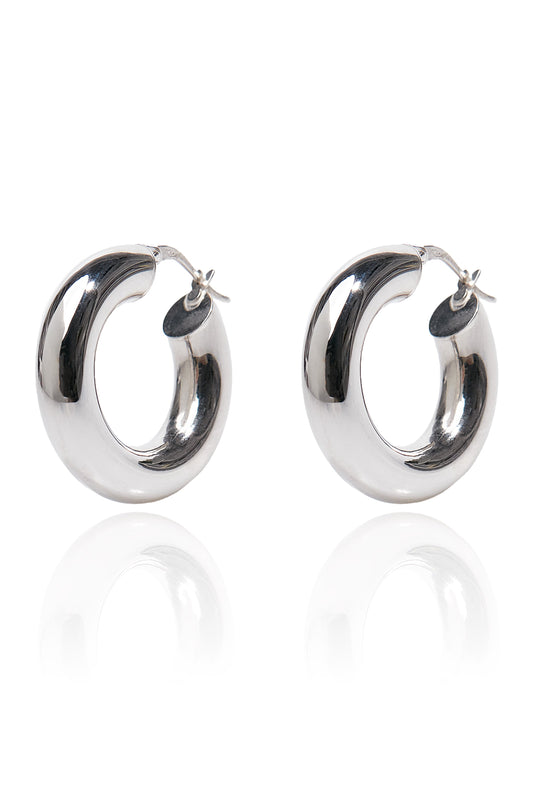 VELINA Medium Chunky Hoops in 18k White Gold