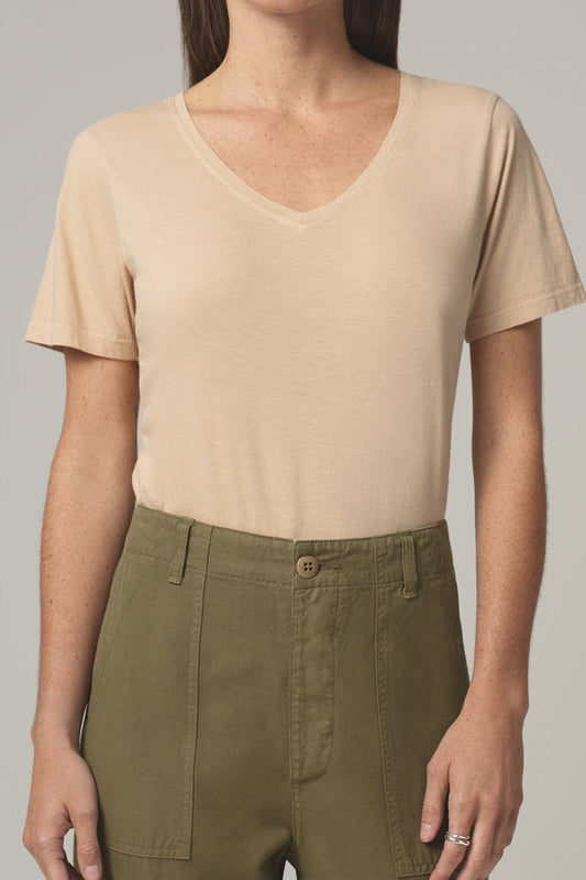 CITIZENS OF HUMANITY Melany V Neck Bodysuit in Sand