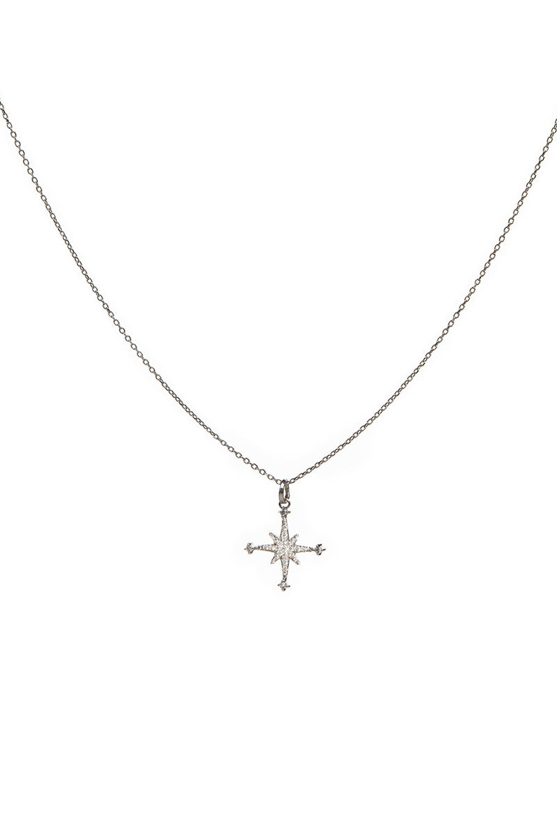 L.A. STEIN 14kt White Gold Mini Diamond Stella Star Necklace
