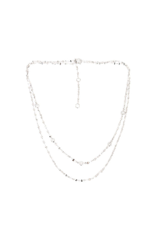 VELINA Aurora Double Chain Choker in Silver