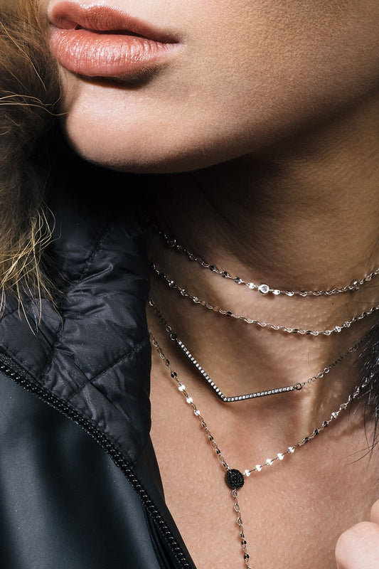 VELINA Aurora Double Chain Choker in Silver
